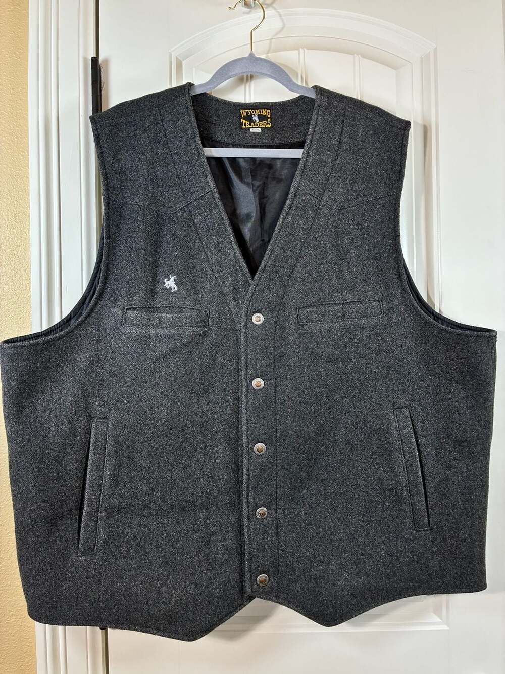 Wyoming Traders Wool Vest Gray Western Cowboy Ranch Workwear USA Style, 3X